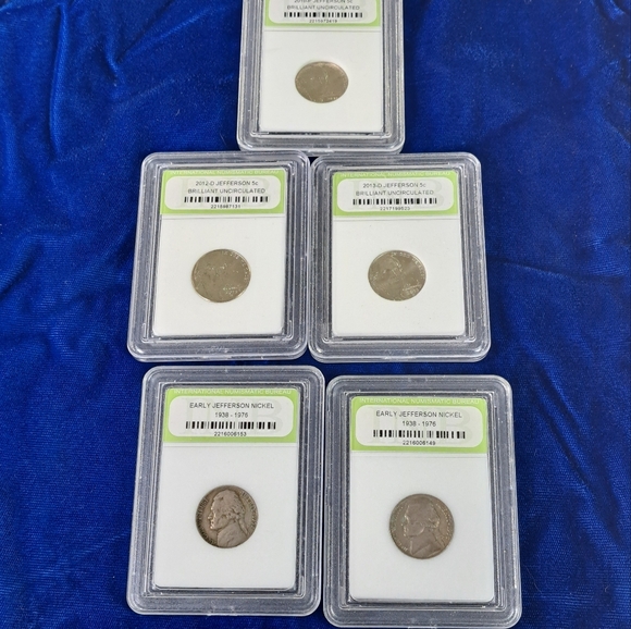 Nickel Coin Collection 3 Brilliant Uncirulated 2 early Jefferson Nickel - Picture 1 of 14